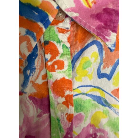 Lauren Ralph Lauren Multicolor Floral Linen Shirt – Size L – Button-Up Blouse - Picture 3 of 4